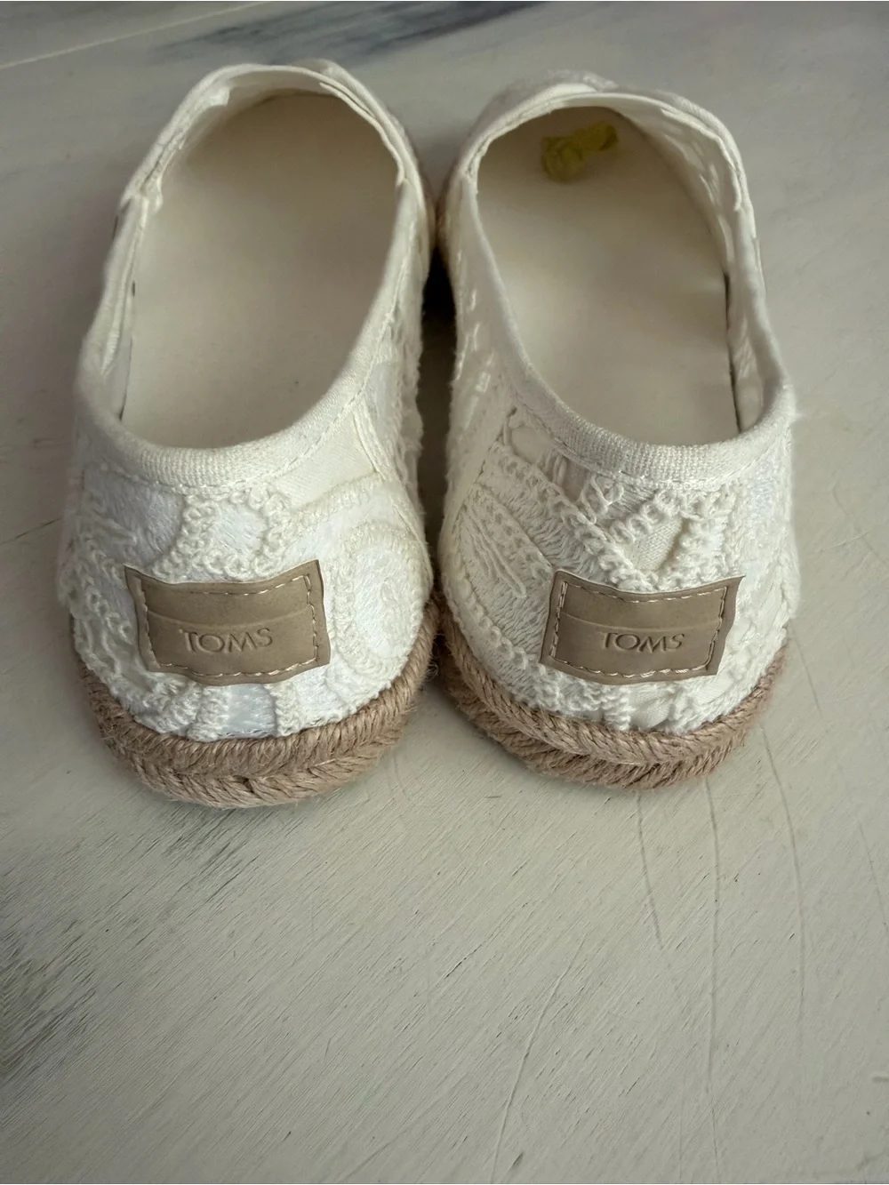 TOMS White Lace Espadrille Slip-On Flats
